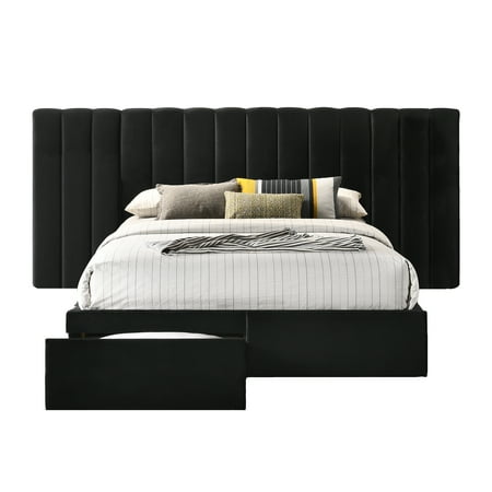 extra wide bed headboard faro velvet frame king storage