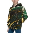 thumbnail image 2 of Goofa Green Marble Pattern Hooded Sweatshirt for Youth Trendy youth sweatshirt Casual Hoodie for Boys and Girls-Medium, 2 of 6