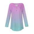 thumbnail image 5 of Casual Tops for Women, Yigetop Womens Long Sleeve Tops Crew Neck Henley Tops Loose Fit Tunic Button Blouses 3/4 Length Sleeve Womens Tops, Light Violet, 2XL, 5 of 5