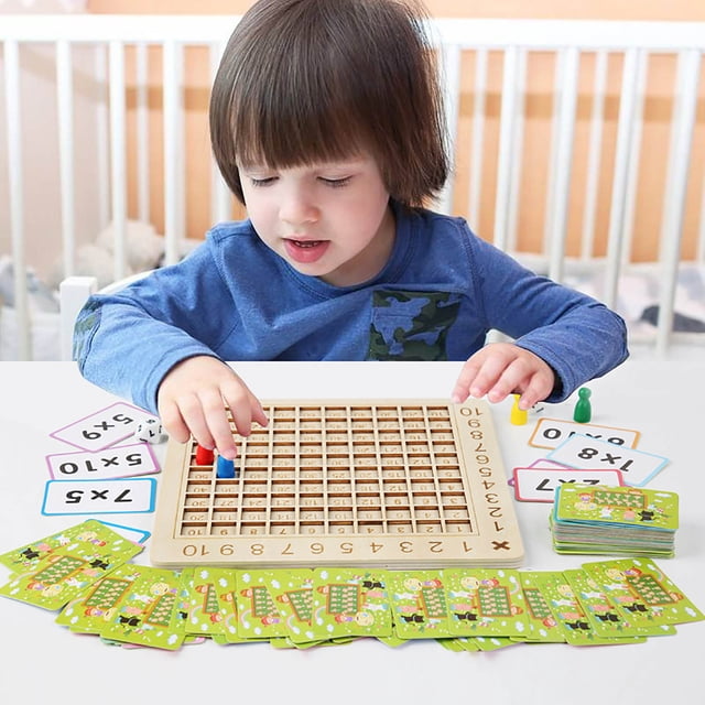Rvkxad Wooden Multiplication Board Game, Math Learning Toy for Parents Children, Educational Arithmetic Game, Number Toy