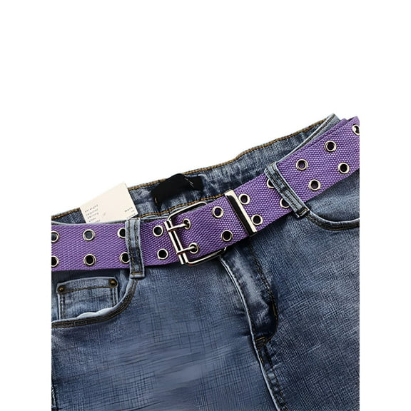 TELOLY 2026 New Double Grommet Leather Belt - Double Prong Belt Buckle - 2 Hole Grommet Belt for Women Or Men