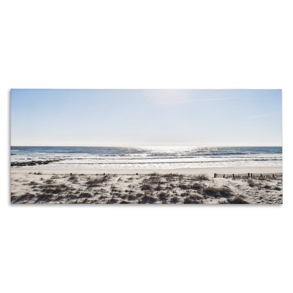 Stupell Industries Tropical Coastal Beach Strip Landscape Nautical Fence Tall Grass Canvas Art, 24 x 10, by Natalie Carpentieri