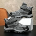 thumbnail image 6 of CUZIBR Kids Shoes Ankle Boots Non Slip Color Block Lace Up Leather Casual Hiking Booties Thermal Lined Hook And Loop Fashion Shoe Outdoor Walking Shoes Running Outdoor Activities,Grey,10.5-11 Years, 6 of 8