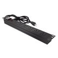 thumbnail image 1 of FixtureDisplays Multiprise 6 Prises pour Armoire Serveur, avec Protection Interrupteur Marche/arrêt, Parasurtenseur, 19 X 1.8 X 1.8 Pouces, Rallonges Robustes de 5.9 Pieds, Sortie 1850 Watts Noir 15899, 1 of 8