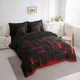 thumbnail image 3 of Feelyou Square Abstract Child Twin Bedding Sets 7pcs, Red Rectangle Bedding Comforter Set, 3 of 8