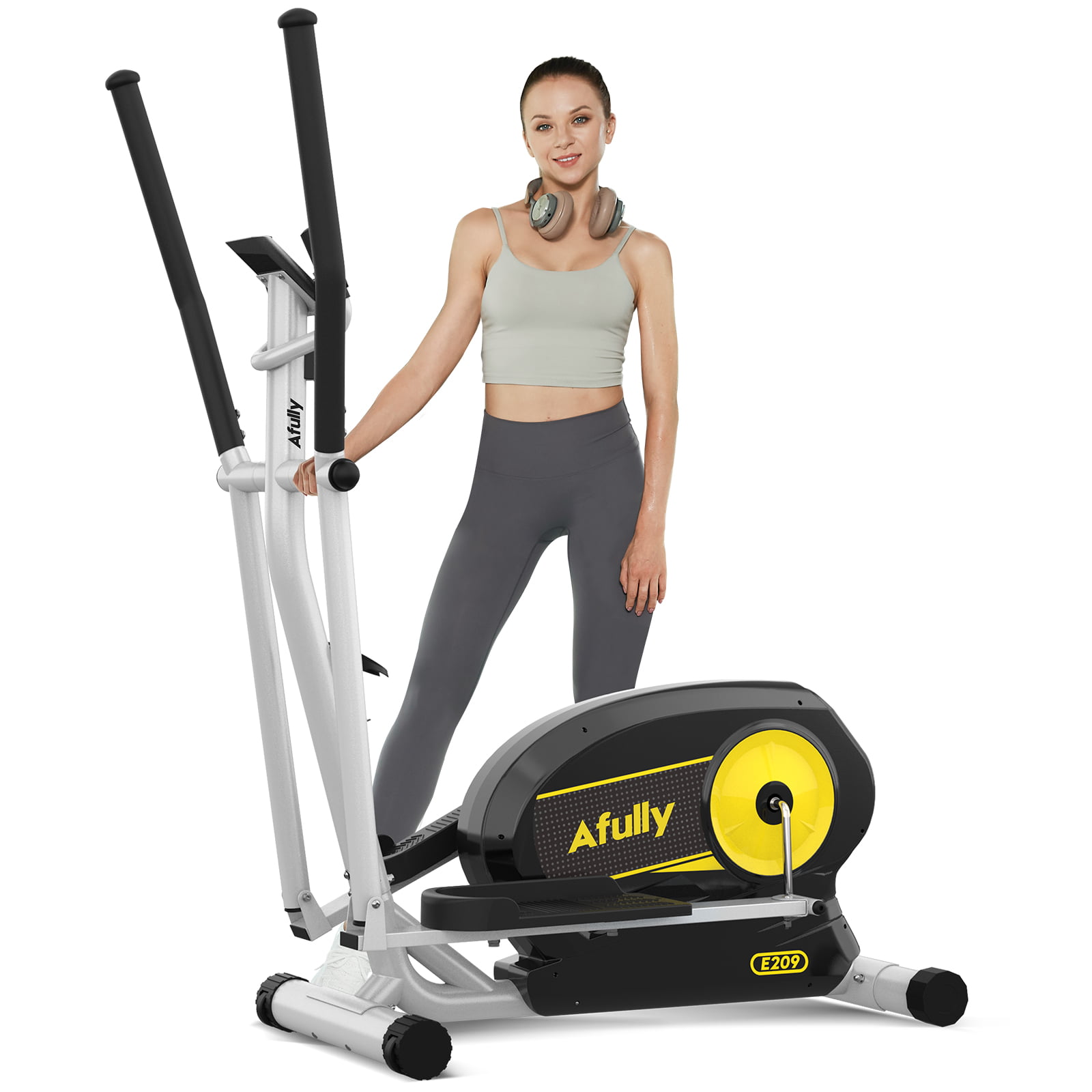 Afully Elliptical Machine with 8 Level Adjustable Magnetic Resistance Elliptical Machine for Home Use Max Capacity Weight 350LBS Elliptical Trainer with LCD Monitor 