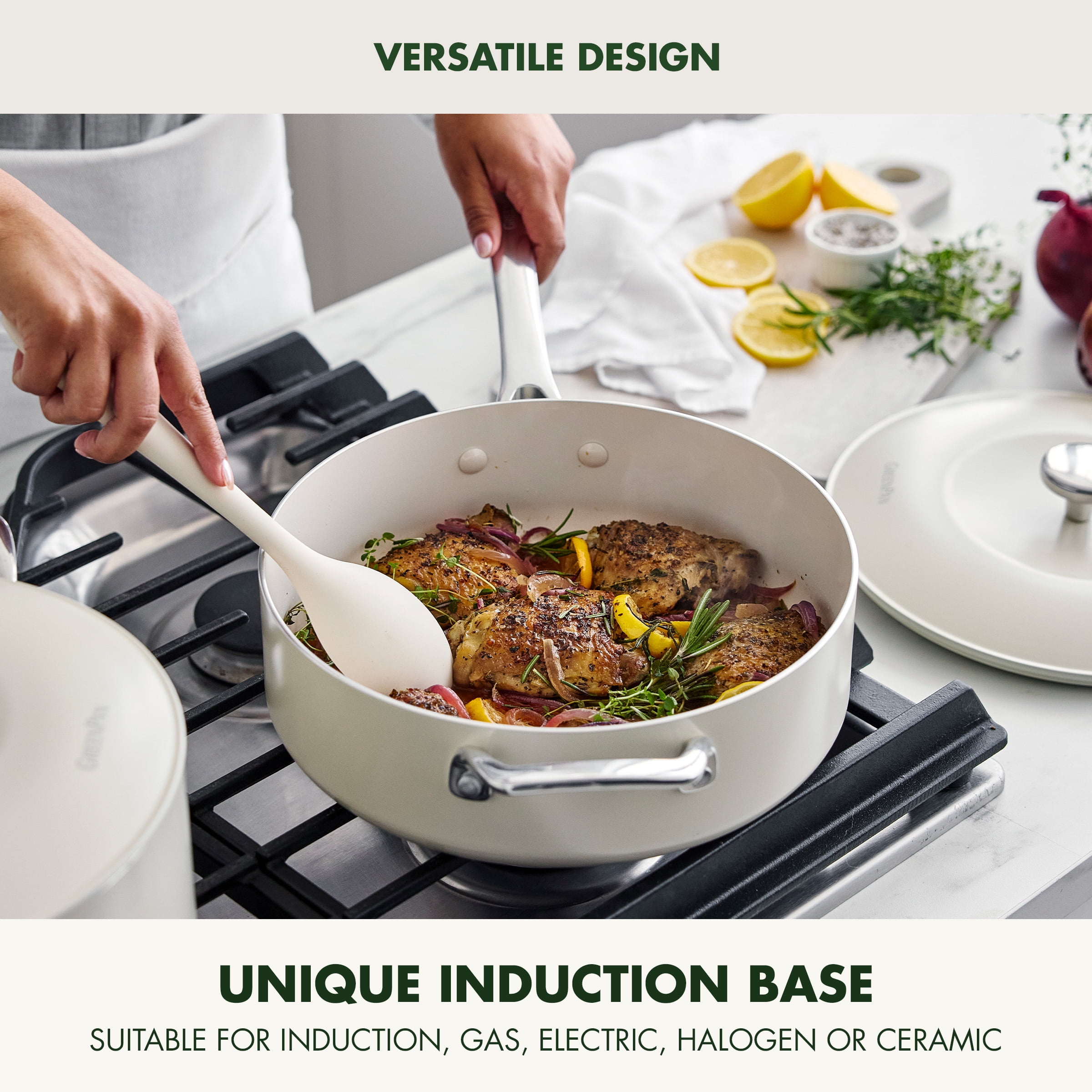 GreenPan Balance 10-Piece Ceramic Nonstick Cookware – Toxin-Free, Dishwasher & Oven Safe, Cream