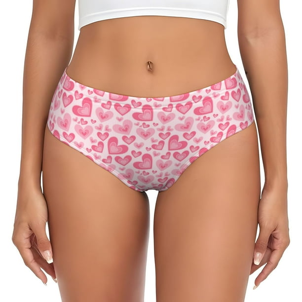 Fotbe pink heart Calzones Estampados para Mujer – Ropa Interior de Algodón, Cómoda, Suave y Elástica-Small