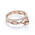 thumbnail image 2 of Boho & hippie 1.60 Carat Pear Cut Morganite And Diamond Moissanite Unique Engagement Ring, Wedding Ring, Inspired And Branch Ring in 10k Solid Rose Gold, Gift For Her, Surprise, Bridal Ring Set, 2 of 3
