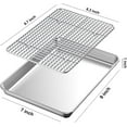 thumbnail image 2 of 9 Inch Baking Pan & Cooling Rack Set of 4, Stainless Steel Small Toaster Oven Tray Pans with Grid Racks for Cookies/ Meats/ Bacon, Non-toxic & Heavy Duty, Rust-free & Dishwasher Safe, 2 of 7