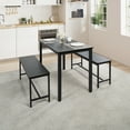 thumbnail image 3 of Dining Set for 4 with 2 Benches, Kitchen Table Set with Metal Frame & MDF Board, Space-Saving Dinette for Kitchen, Dining Room - Color: Black, 3 of 11