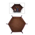 thumbnail image 4 of Bandeja hexagonal para dados, fácil de llevar, bandeja plegable de material cuero para dados con interior de franela, caja de almacenamiento para juegos de mes marrón Hugo Organizador de bandejas hexagonales de dados, 4 of 8