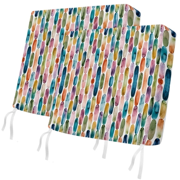 Outdoor Patio Cushion Covers 2 Pack Rainbow Geometric Graphic Chair Pads Slipcovers with Ties & Zipper Waterproof Dotted Vertical Chains Seat Cushion Covers for Outdoor Couch Sofa 22x20 Inch