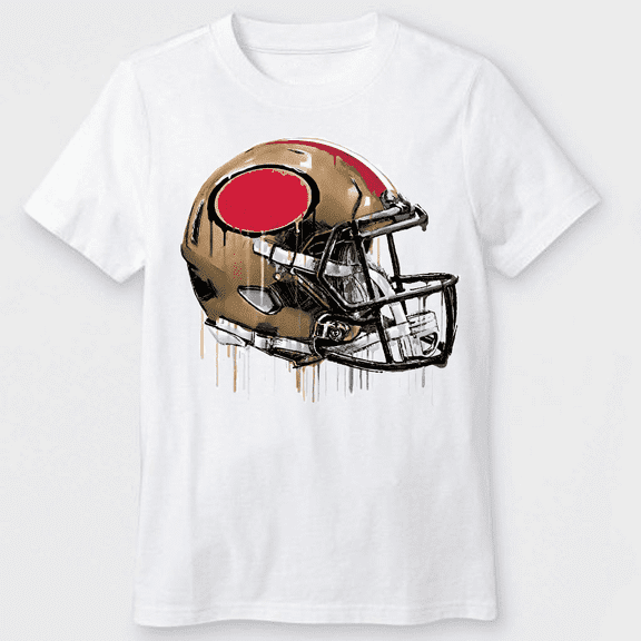 Football Watercolor San Francisco Helmet T-Shirt Size 8