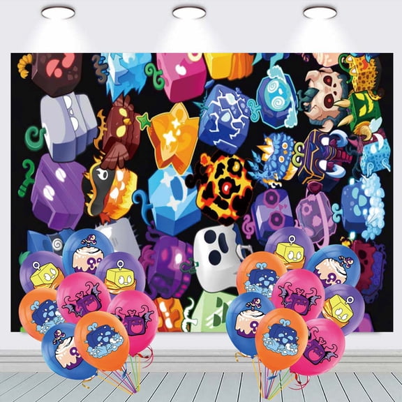 Blox Fruits Party Decorations Backdrop Banner Balloons Taspestry Wall Decor Background Poster Decor Supplies