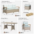 thumbnail image 3 of MEISSALIVVE 6 Pieces Patio Furniture Set with Dining Table, Outdoor Wicker Conversation Set with Fixed Chairs, Wood Armrest, 2 Ottomans, Blue, 3 of 7