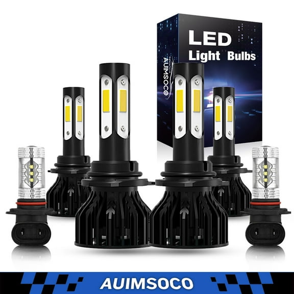 Led Headlight High Low Fog Lights Combo 9005 9006 H10 6-Pack Bright White lights Kits 8000 Lumens 6000k Halogen Replacement High Power Lamps For Jeep Commander 2006 2007 2008 2009 2010