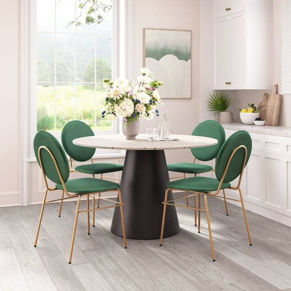 Odessa Dining Chair Green & Gold Dining Chair, Modern Style, Soft and smooth velvet fabric, Plywood, Indoor Dining