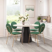 Odessa Dining Chair Green & Gold Dining Chair, Modern Style, Soft and smooth velvet fabric, Plywood, Indoor Dining