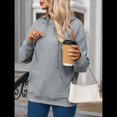 thumbnail image 4 of Sudadera con Capucha para Mujer, Informal, de Larga, con Cordón Ajustable, Estilo Waffle, Holgada, con Bolsillo Gris XL, 4 of 10