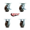 thumbnail image 2 of 5 Inch Polyurethane Caster Set with Roller Bearings 2 Brake 2 Rigid SCC, 2 of 2