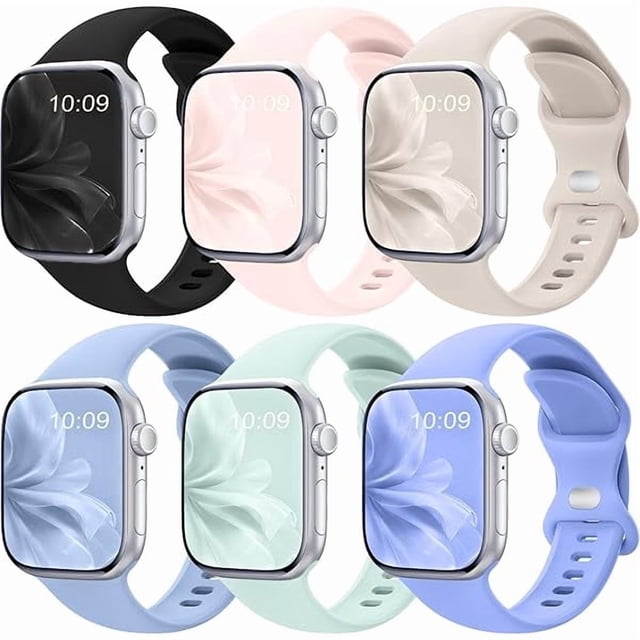 Chenchen 6 Pack Sport Band Compatible with Apple Watch Bands for Women Men, 38mm 40mm 41mm 42mm 44mm 45mm 46mm 49mm, Silicone Strap iWatch Band for Series 11 10 9 Ultra 8 7 6 5 4 SE 3 2 1