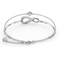 thumbnail image 3 of Colección de joyas de cristal de Swarovski, acabado en tono oro blanco, elegante, sencilla, creatividad, amor ilimitado, figura en forma de 8, pulsera doble de amor eterno para mujer, 3 of 5
