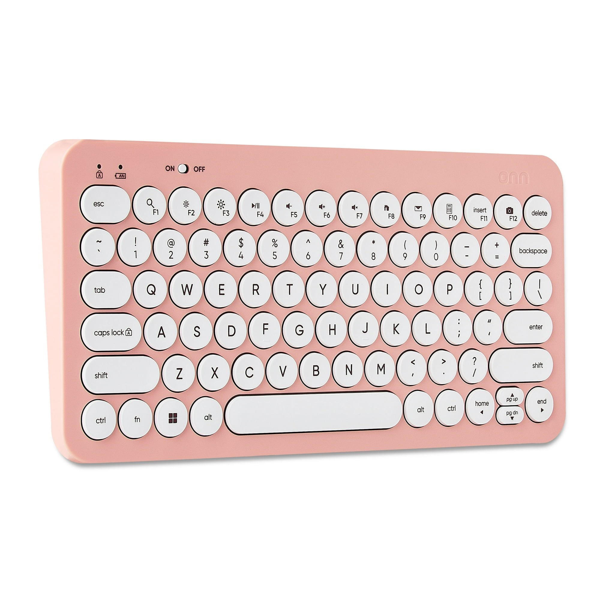 onn Mini Wireless Office Keyboard with USB Receiver, Pearl Blush Pink