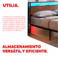 thumbnail image 3 of UTILIA Base de Cama Matrimonial con Cabecera, Luces LED, Metal Antideslizante, 2 USB y 2 Tomas de CA, 3 of 6