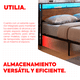 thumbnail image 3 of UTILIA Base de Cama Matrimonial con Cabecera, Luces LED, Metal Antideslizante, 2 USB y 2 Tomas de CA, 3 of 6