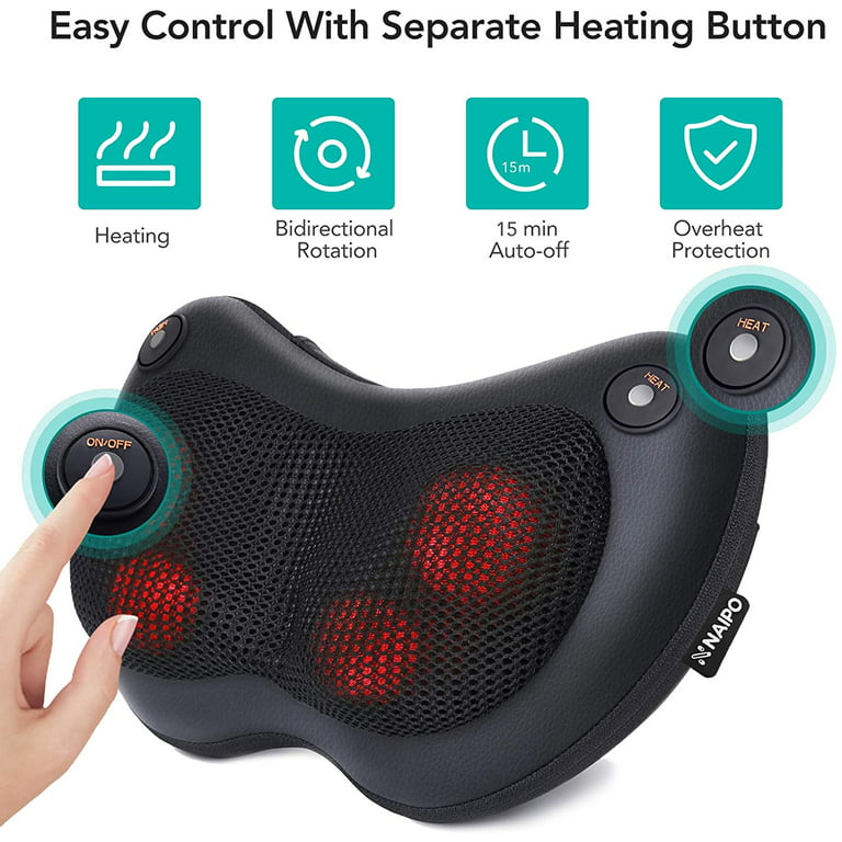  NURSAL Cordless Neck Massager Pillow Shiatsu Deep-Kneading  Massage for Shoulder, Waist and Back with Heat, Longer Straps and  Rechargeable Battery for Home Office Car Use : Health & Household