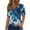 Dark Blue, variant on Women's Floral Print V-Neck Top, Casual Short Sleeve Button Detail T-Shirt for Spring Summer Daily Outfits