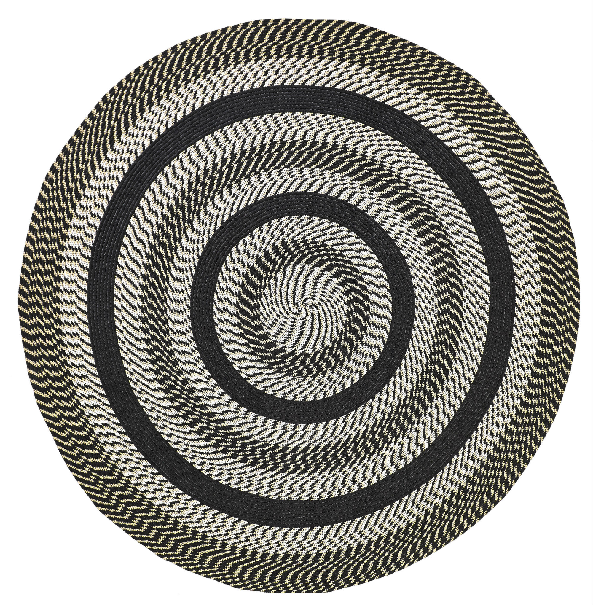 Newport 8' Round Braided Rug Black