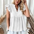 thumbnail image 6 of Msgweeeg Blouses Women Short Sleeve V Neck Womens Business Casual Tops Solid Color Loose Fit Summer Trendy Tshirts for Women for Work and Office, 6 of 7