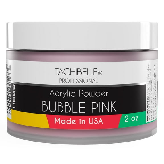 Tachibelle Professional Acrylic Nail System Bubble Pink Acrylic Powder, 2 oz. Made in USA. Used in Professional Salons.