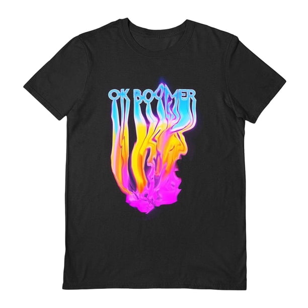 Rocket Man - Camiseta Ok Boomer Goteo de Pintura para Adultos Unisex (Negro)