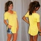 thumbnail image 3 of Camisetas de verano para mujer, camisetas con cuello en V para mujer, camisetas de talla grande para mujer, camisetas de manga corta (amarillo, talla M), 3 of 5