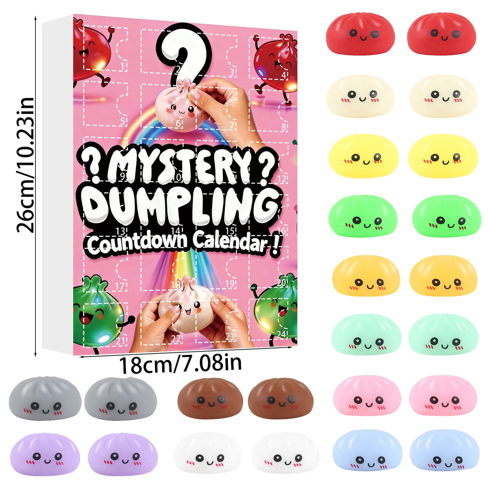 Dumpling Squishies Mystery Advent Countdown Calendar 2026, 24 PCS Random Surprise Squishies, Stress Relief Sensory Fidget Toys for Anxiety Relief & Hand Relaxing, Ideal Birthday Gifts