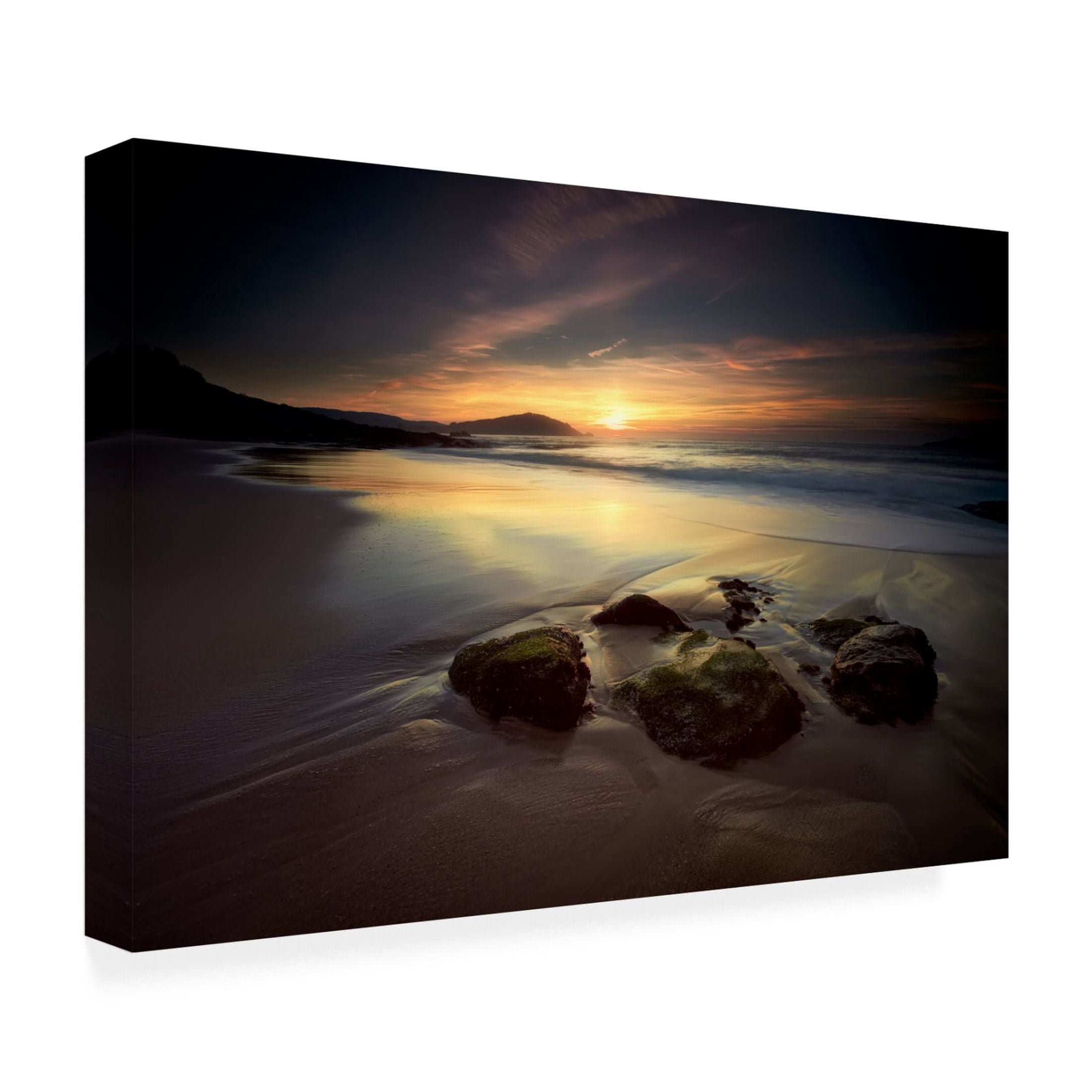 Canvas Wall Art - Santiago Pascual Buye 'Lights Of O Fortiapon' Wall Art for Living Room, Bedroom, or Office Décor by Trademark Fine Art - 47 x 30 Inches