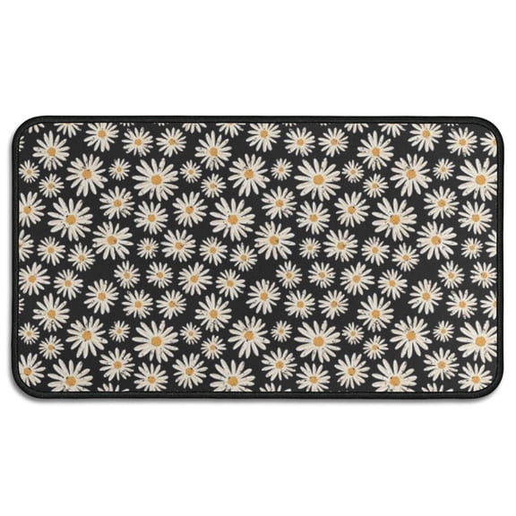 Black Daisy Flower Pattern Door Rugs,Washable Non Slip Door Mats Indoor,Decorative Door Mats,Entry Mat Indoor for Entrance,Bedroom,Kitchen,Bathroom,30"x17"
