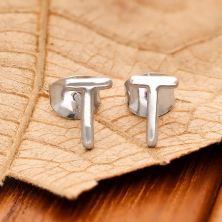 Meera Jewels 925 Silver T Initial Stud Earrings Personalized Letter T Earrings Alphabet Studs