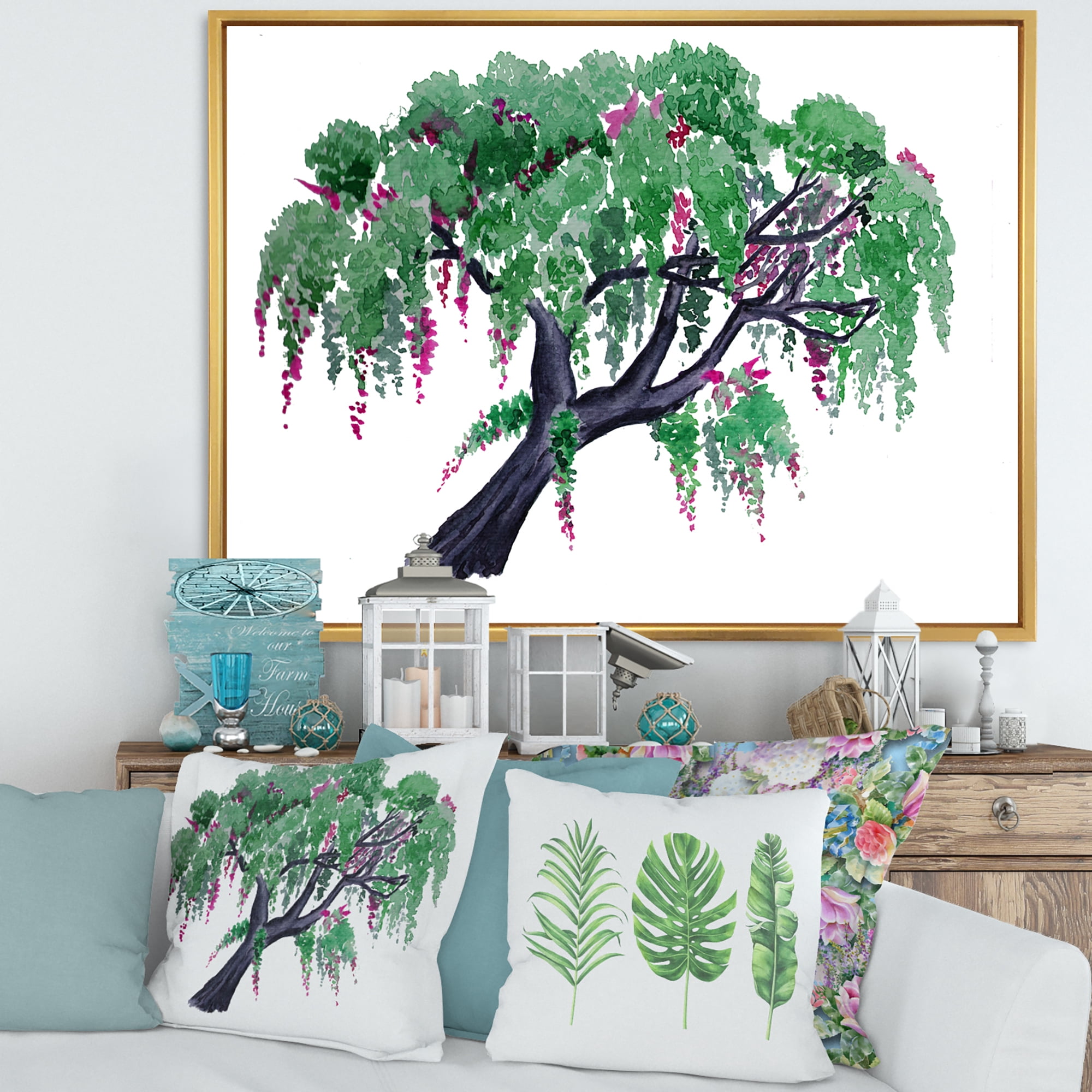 Designart 'A Lonely Tree of Wisteria' Traditional Framed Canvas Wall Art Print