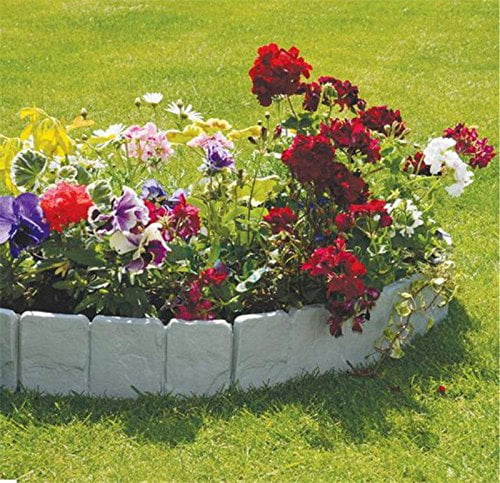 Hilitand Landscaping Garden Border 10 Pcs Gray Plastic Faux Stone