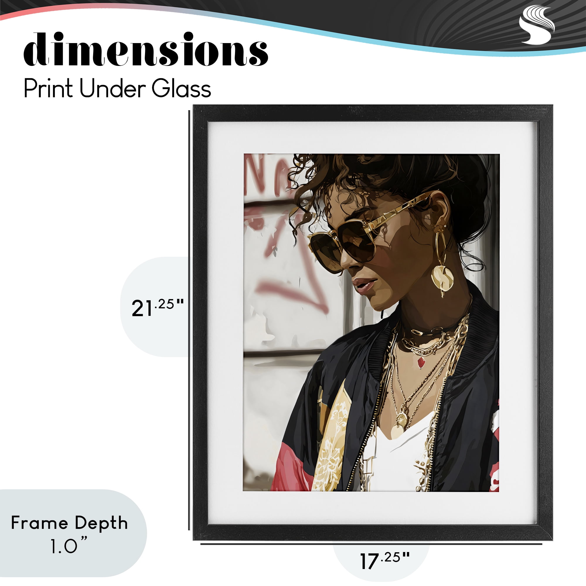 Stupell Industries Woman in Sunglasses With Jewelry Black Framed Print Under Glass, design by Franklyn Gregory