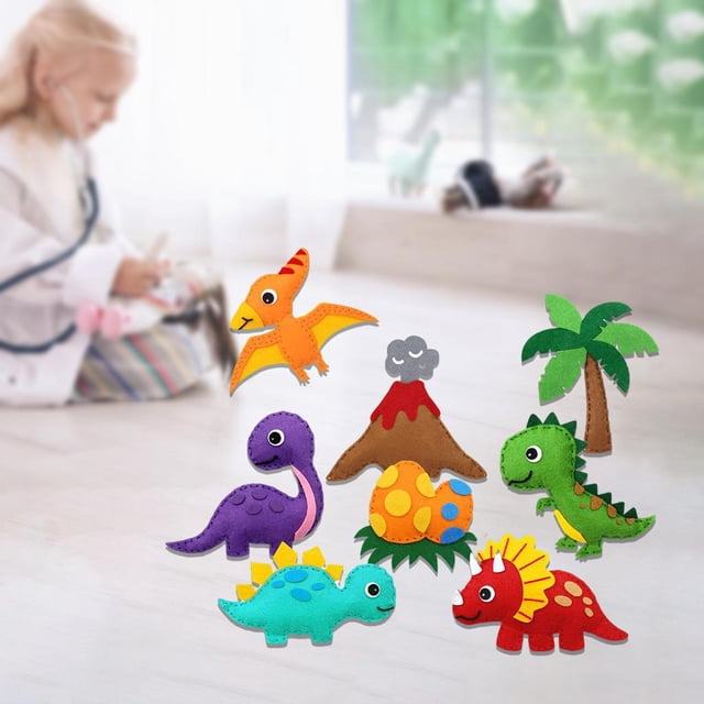Artesanía de costura perfecl Manualidades de Bricolaje Coser Fieltro de Peluche Dinosaurio