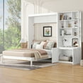 thumbnail image 2 of MODERNLUXE Full Size Murphy Bed with Shelves and Drawers, Convertible Wall Bed with Cabinets, White, 2 of 20
