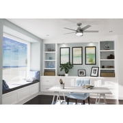Hunter 52 inch Indoor Ceiling Fan with LED Light and Remote Control - Silver Modern Smart Ceiling Fan, Standard Mount, 5 Blades, For Bedroom, Living Room, or Kitchen - Aerodyne 51315, Matte Silver