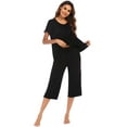 thumbnail image 6 of Ekouaer Pajama Set for Women 2 Piece Capri Pants Short Sleeve Top Sleepwear Soft Pjs Loungewear with Pockets, 6 of 6