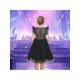 thumbnail image 5 of Sunny Fashion Vestido para Niñas Negro con Malla de Rejilla de Diamante, Manga con Volantes, Casual, Fiesta, Actuación en Escenario, 8 Años, 5 of 7