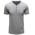 thumbnail image 2 of Floenr Mens T Shirts,Men's Plus Size Shirts Solid Color Short Sleeve T-Shirts Button-Up Shirts, 2 of 5